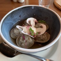 Пельмени с мясом косули и грибным взваром